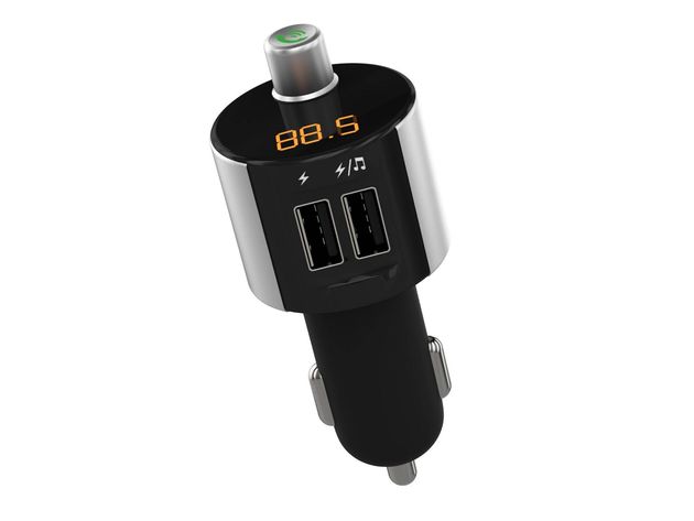 Just Wireless Bluetooth FM Transmitter with 3.4A/17W 2-Port USB Car  Charger, Black (New Open Box)
