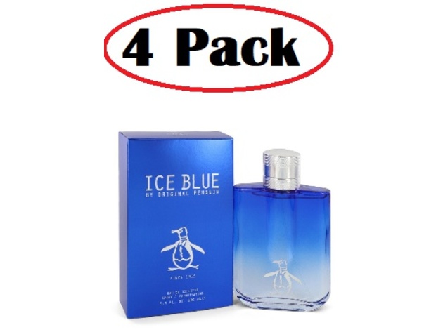 4 Pack of Original Penguin Ice Blue by Original Penguin Eau De Toilette Spray 3.4 oz