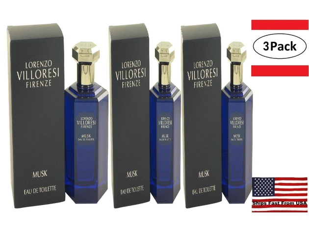 3 Pack Lorenzo Villoresi Firenze Musk by Lorenzo Villoresi Eau De Toilette Spray (Unisex) 3.3 oz for Women