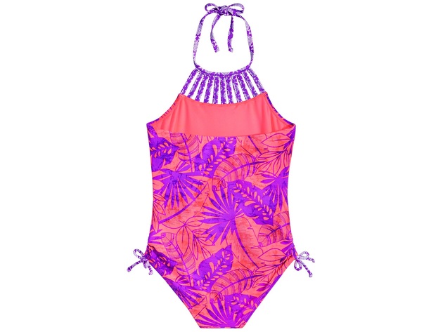 Breaking Wave Big Girls 1-Pc. Printed Strappy-Neck Swimsuit Size 14