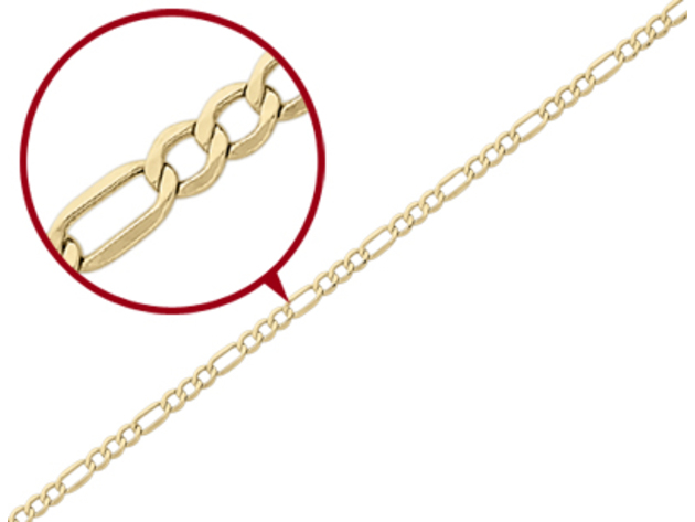 14K Yellow Gold Figaro Chain Bracelet 7 Inches (4.20 mm)