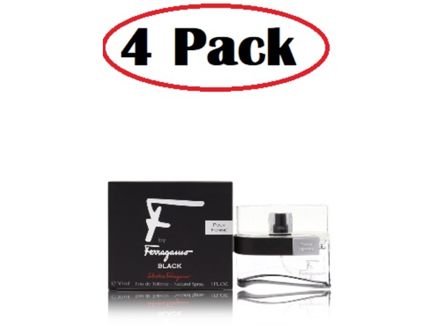 4 Pack of F Black by Salvatore Ferragamo Eau De Toilette Spray 1 oz