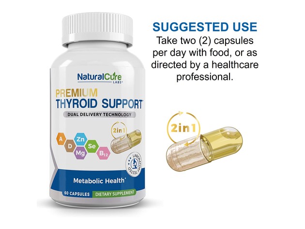 Natural Cure Labs Premium Thyroid Support - Supports Metabolic Health - Gluten Free and NON-GMO, 60 Capsules Dietary Supplement