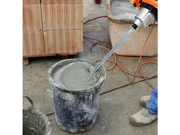 Costway 1400W Electric Concrete Cement Mi xer Handheld Plaster Grout Paint Thinset Mortar - Orange