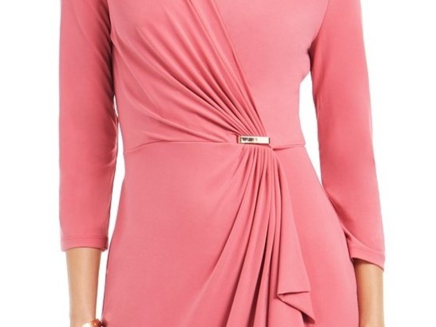 Charter Club Women's Faux-Wrap Dress Pink Size Medium