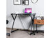 Costway Glass Top Computer Desk Laptop Writing Study Workstation Z-Shaped Metal Frame - Black