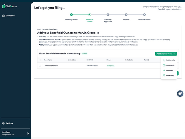 FileForms BOI Report Filing (Unlimited Filing/1-Yr Subscription)