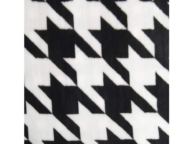 Serta Silky Plush Electric Heated Warming Throw Blanket - Houndstooth Black/White
