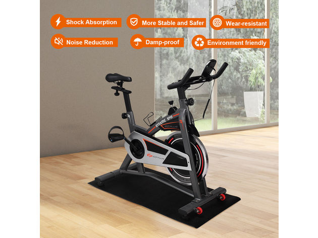 Goplus 47" x 24" Exercise Equipment Mat Gym Bike Floor Protector Treadmill Mat PVC - Black