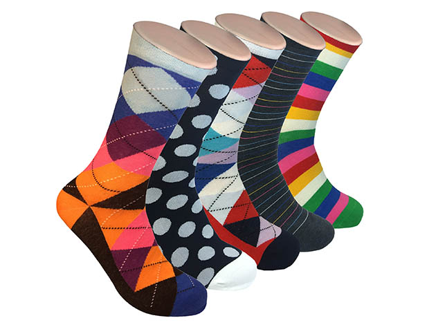 Colorful Men's Cotton Blend Socks (5 Pairs/Metropolitan) | Joyus