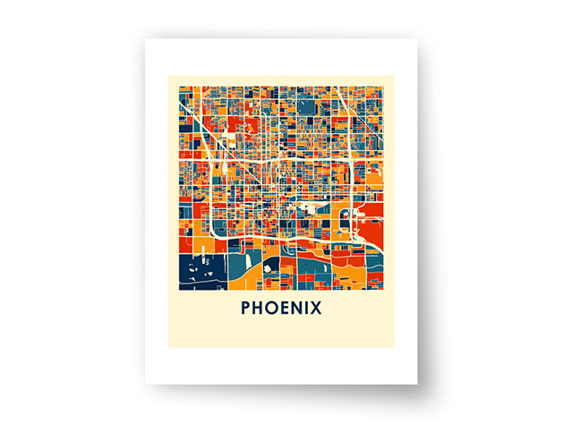 Phoenix Prussian Color Map Print (18" x 24")