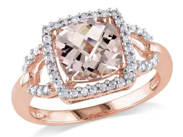 Morganite And Diamond 2 20 Carat Ctw Ring In 10k Rose Gold 9