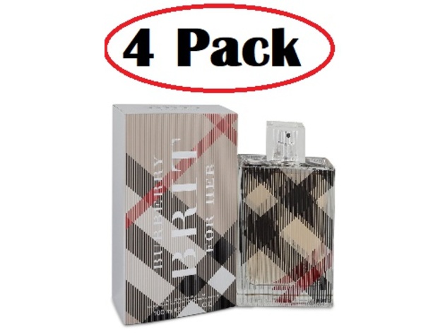 4 Pack of Burberry Brit by Burberry Eau De Parfum Spray 3.4 oz