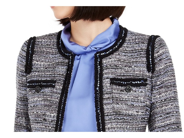 Anne Klein Women's Contrast-Trim Tweed Jacket Black Size 2