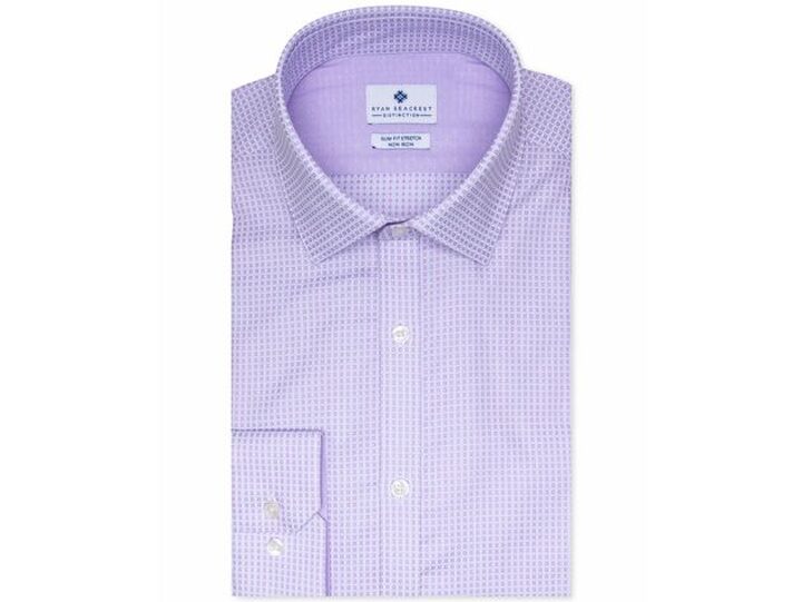 slim fit dress slacks Ryan Seacrest Distinction Mens Blue Long Sleeve Slim Fit Shirt 16.5 34/35 main image 1