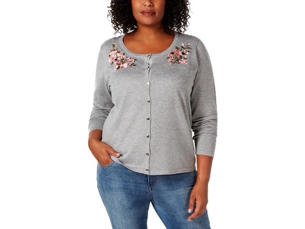 Karen Scott Women's Sweater Embroidered 