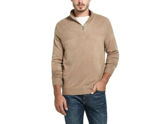 Weatherproof Men's Soft Touch Quarter-Zip Sweater Camel Size 3 Extra Large