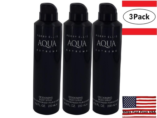 3 Pack Perry Ellis Aqua Extreme by Perry Ellis Body Spray 6.8 oz for Men