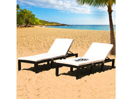 Costway 2 Piece Patio Garden Rattan Lounge Chair Chaise Couch Cushioned Height Adjustable 