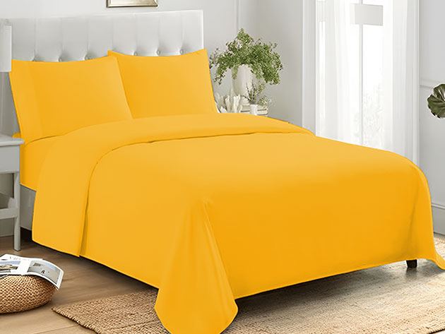 4-Piece Microfiber Sheet Set (Yellow/Queen)