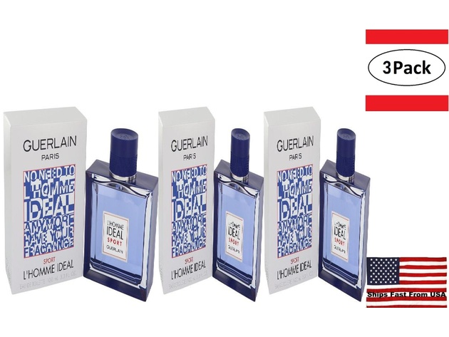 3 Pack L'homme Ideal Sport by Guerlain Eau De Toilette Spray 3.3 oz for Men