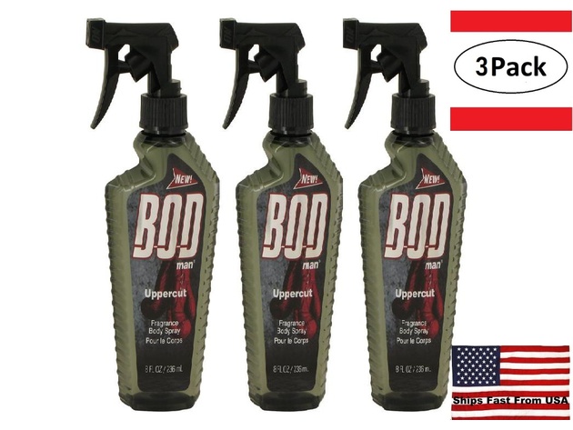 3 Pack Bod Man Uppercut by Parfums De Coeur Body Spray 8 oz for Men