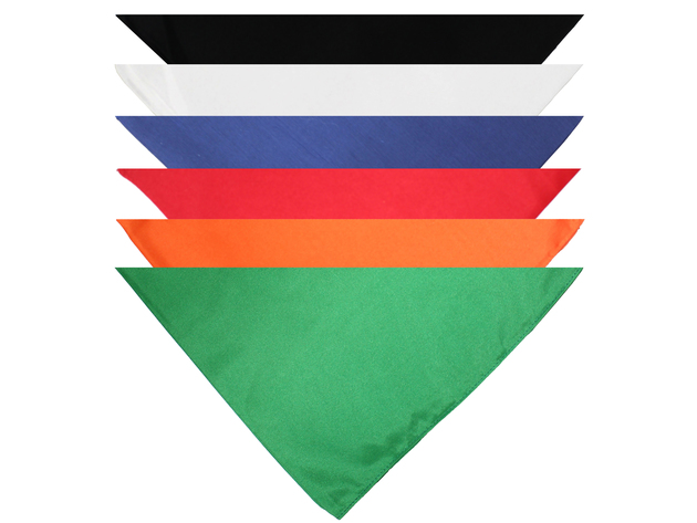 Pack of 7 Triangle Cotton Bandanas - Solid Colors and Polyester - 30 in x 19 in x 19 in - Grey