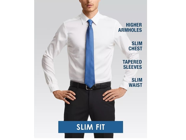 Kenneth Cole Reaction Men's All Day Flex Slim-Fit Performance Stretch Printed Dress Shirt Blue Size 16-34-35