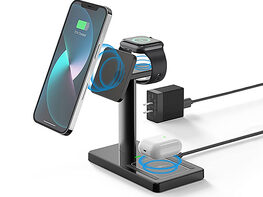3-in-1 Magnetic Wireless Charger Station with US Wall Adaptor