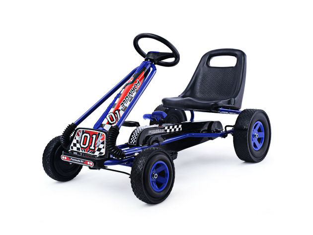 Costway 4 Wheels Kids Ride On Pedal Powered Bike Go Kart Racer Car Outdoor Play Toy - Blue