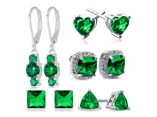 Assorted Earrings with Swarovski Crystals 5-Piece Set (Emerald)