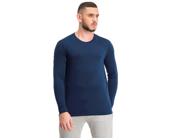 32 Degrees Men's Base Layer Crew Neck Shirt Deep Pacific Size Small