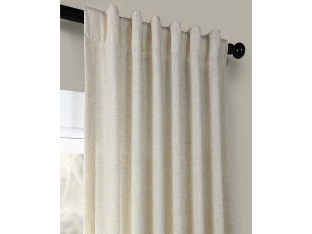 Exclusive Fabrics and Furnishings Heavy Curtain Panel, Woven from Sturdy Polyester, 50 Inch By 108 Inch, Light Beige