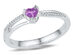 1/5 Carat (ctw) Lab-Created Amethyst & Diamond Heart Promise Ring in Sterling Silver - 7