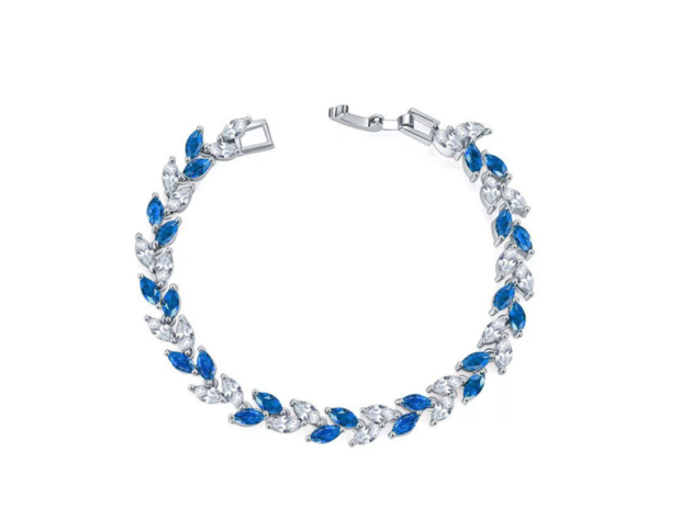Marquise Cubic Zirconia Tennis Bracelets for Women with Blue Sapphire and White Diamond Cubic Zirconia