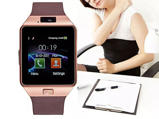 Multi-Function 2G GSM/GPRS Bluetooth Smart Watch (Rose Gold)