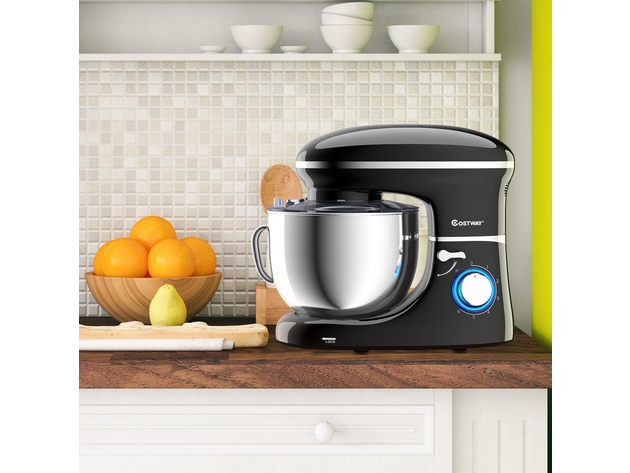 Costway 6.3 Quart Tilt-Head Food Stand Mixer 6 Speed 660W w/Dough Hook, Whisk Black