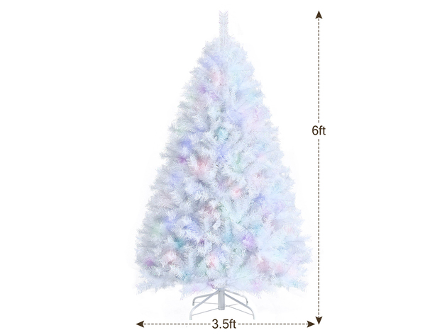 Costway 6ft White Iridescent Tinsel Artificial Christmas Tree w/ 792 Branch Tips - Green