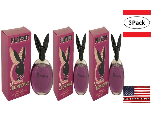 3 Pack Playboy Queen of the Game by Playboy Eau De Toilette Spray 3 oz for Women