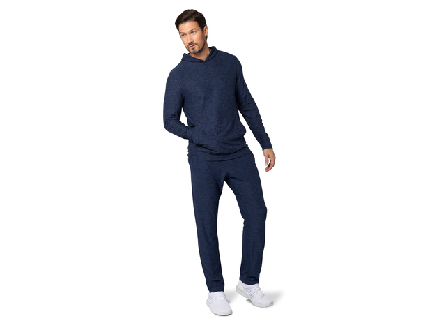 Men's Ultra-Soft Moss Jersey Long Sleeve Hoodie with Front Pockets - X-Large / Navy Heather