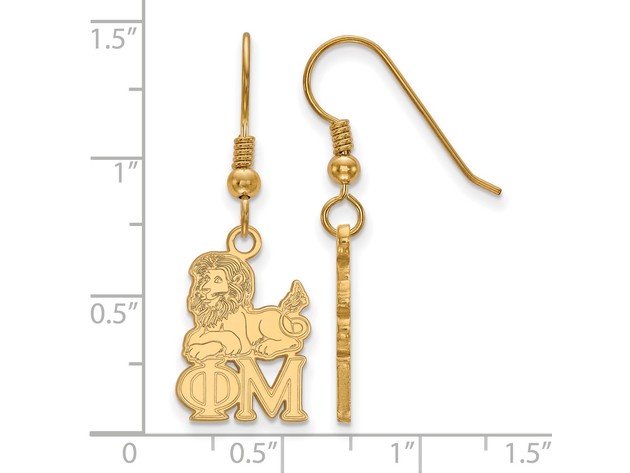 14K Plated Silver Phi Mu Small Dangle Earrings