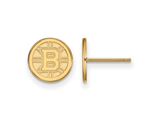 SS 14k Yellow Gold Plated NHL Boston Bruins XS Post Earrings