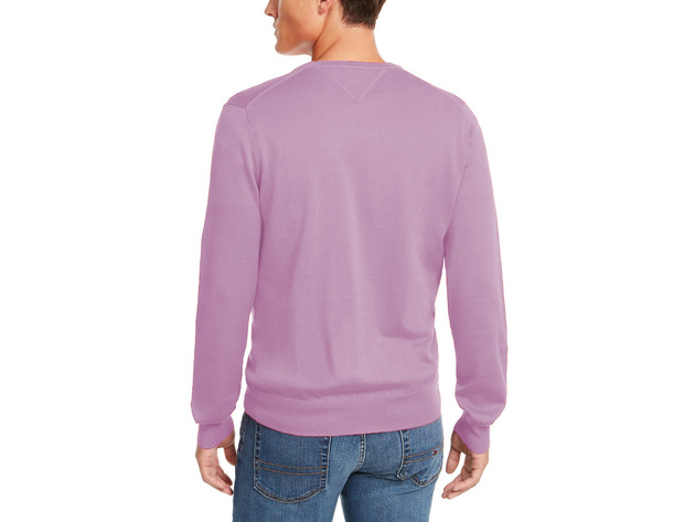 Tommy Hilfiger Men's Signature Solid V-Neck Sweater Lilac Size Small