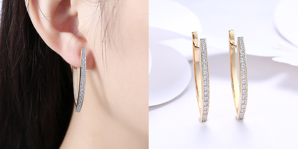 The Swarovski Crystal Micro-Pav'e Curved Huggie Earrings