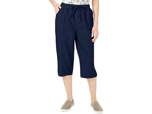 Karen Scott Women's Petite Edna Capri Pants Blue Size 44
