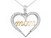 Diamond MOM Heart Pendant Necklace 1/10 Carat (ctw) 10K White and Yellow Gold with Chain