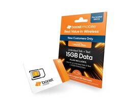 Boost Mobile Prepaid 1-Month Plan: Unlimited Talk & Text + 15GB 5G/4G Data/mo.