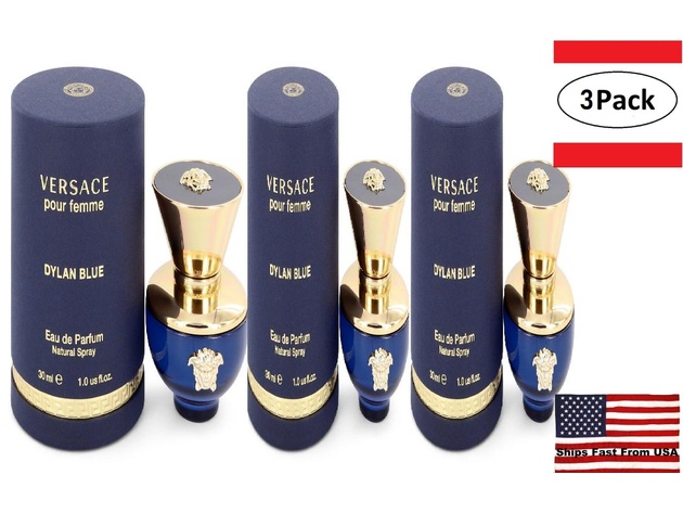 3 Pack Versace Pour Femme Dylan Blue by Versace Eau De Parfum