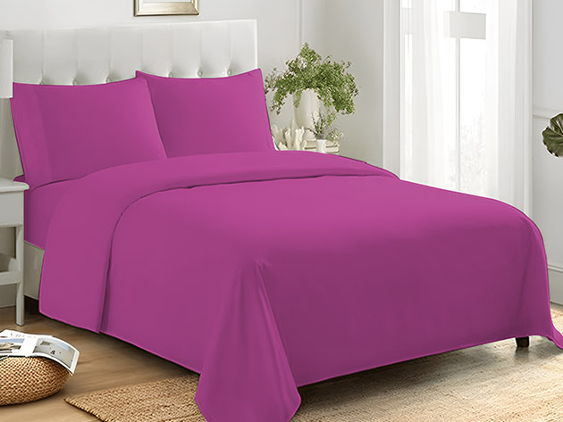 4-Piece Microfiber Sheet Set (Purple/Queen)