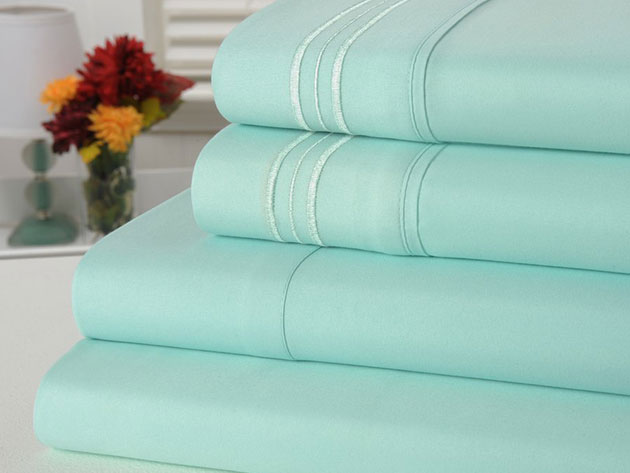 4-Piece Bamboo-Blend Comfort Luxury Sheet Set (Aqua/Full)